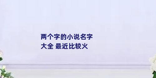 两个字的小说名字大全 最近比较火